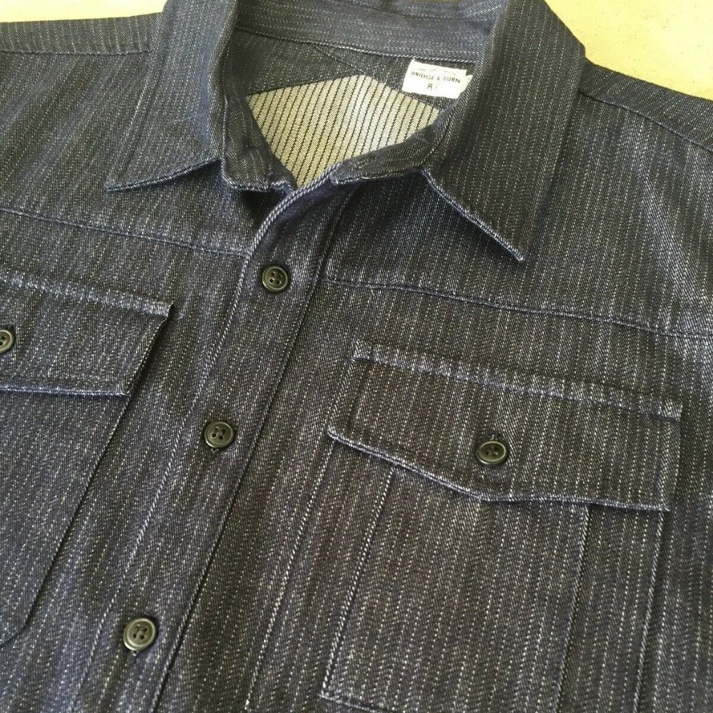Bridge & Burn Indigo Railroad Stripe Shirt Jacket